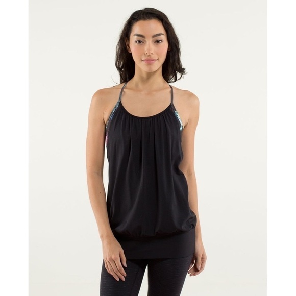 S037 Lululemon No Limits Tank - Black/Petal Pop Multi - Picture 4 of 13